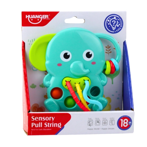 Green Sensory Elephant Rattle with Moving Elements