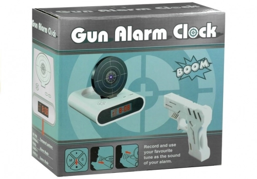 Gun Alarm Clock with Laser Pistol Black