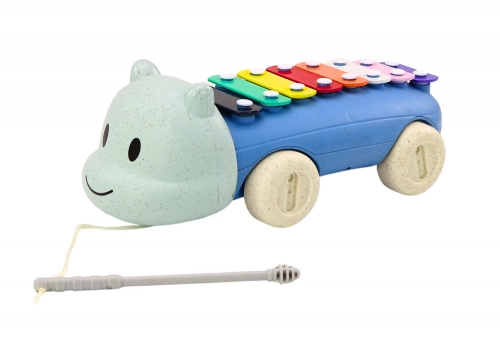 Hippopotamus Cymbals On Wheels Instrument For Children Colorful Educational