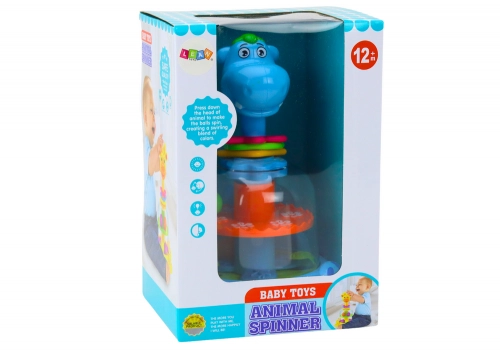 Hippopotamus Spinning Top With Balls For Babies Blue