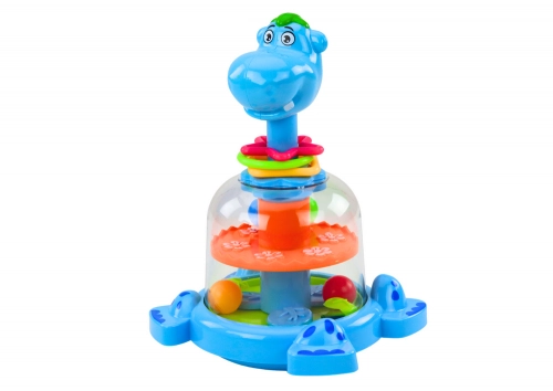Hippopotamus Spinning Top With Balls For Babies Blue