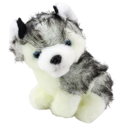 Husky Dog In A Bag Plush Mascot Cuddly Toy White Gray