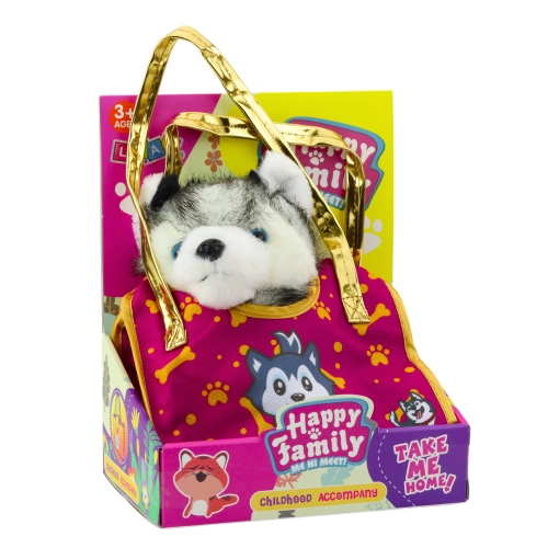 Husky Dog In A Bag Plush Mascot Cuddly Toy White Gray