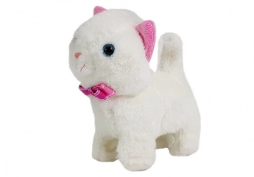 Interactive Cat White Walks and Sings Sound