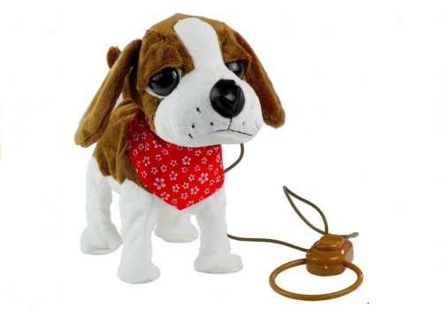 Interactive Dog On a Lead with Head-Scarf Moves Tail Sings