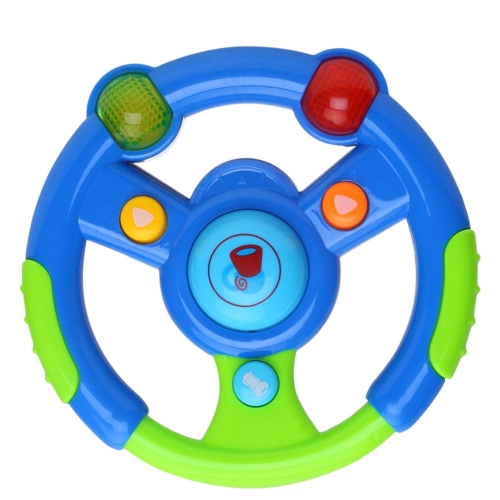 Interactive Steering Wheel for Toddlers Lights Sounds Green-Blue