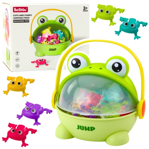 Jumping Frogs Arcade Game, 15-Frog Container, Green