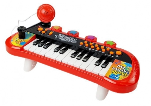 Keyboard Piano 24 Keys USB Microphone Red