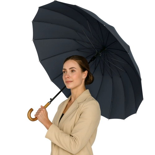 Large Automatic Umbrella with Arm Cover 24-Rib Black 115 cm