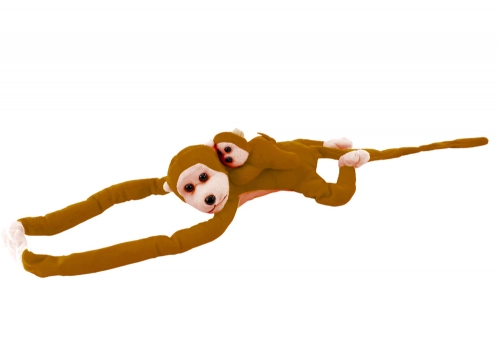 Mascot Plush Monkey with Baby, Dark Brown, 70 cm