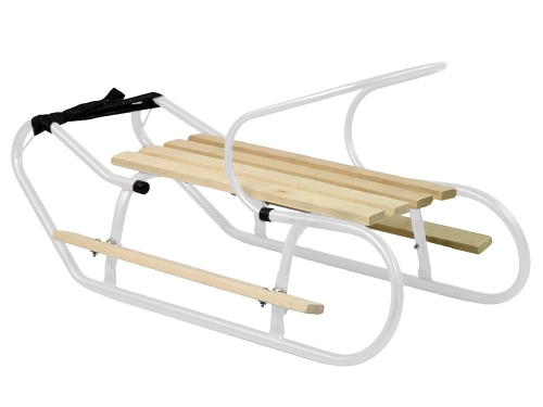 Metal Sled with Backrest Strap White