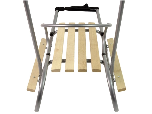 Metal Sled with Push Bar Backrest Silver