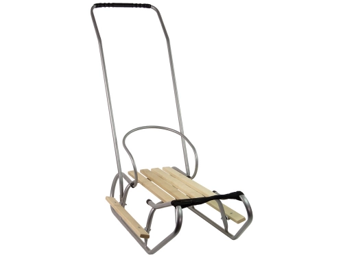 Metal Sled with Push Bar Backrest Silver