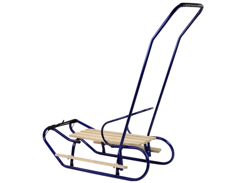 Metal Sled with Push Bar Backrest Strap Blue