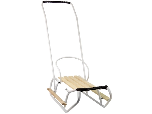 Metal Sled with Push Bar Backrest Strap White