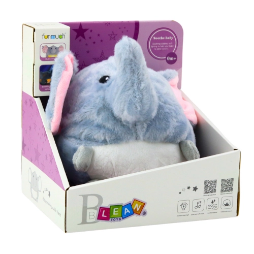 Plush Elephant Sleeping Toy Light Sound Gray