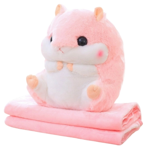 Plush Hamster Hand Warmer Blanket 100 x 90 cm 3in1 Pink 35cm