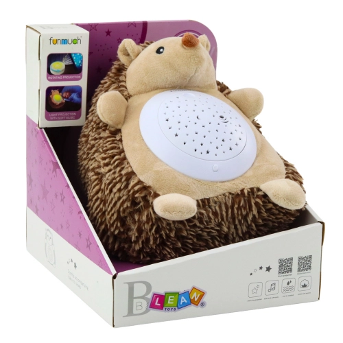 Plush Hedgehog Sleeping Cuddly Toy Light Sound Brown