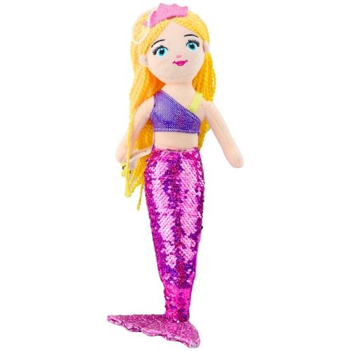 Plush Mermaid Cuddly Toy Tail Sequin Purple 48cm
