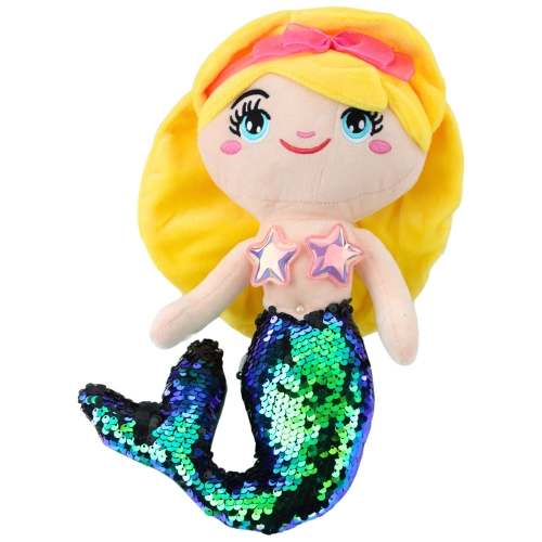 Plush Mermaid Cuddly Toy Tail Sequins Green 30cm