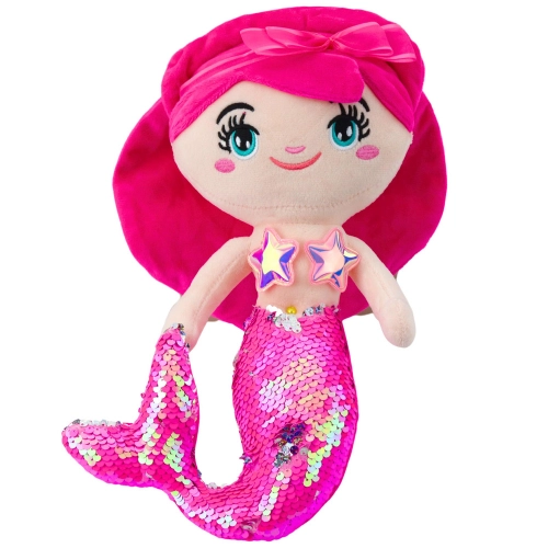 Plush Mermaid Cuddly Toy Tail Sequins Pink 30cm