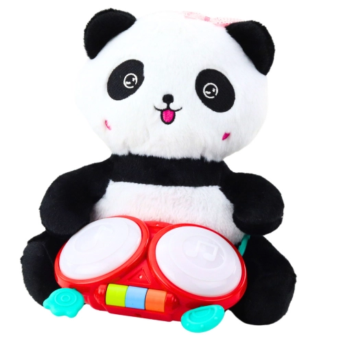 Plush Panda With Drums Mascot Cuddly Toy Lights Sounds