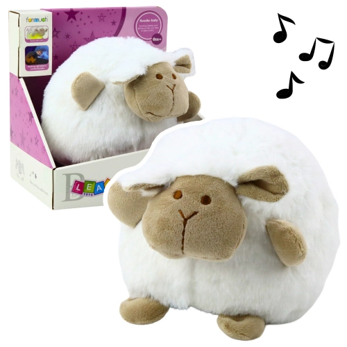 Plush Sheep Sleeping Cuddly Toy Light Sound White