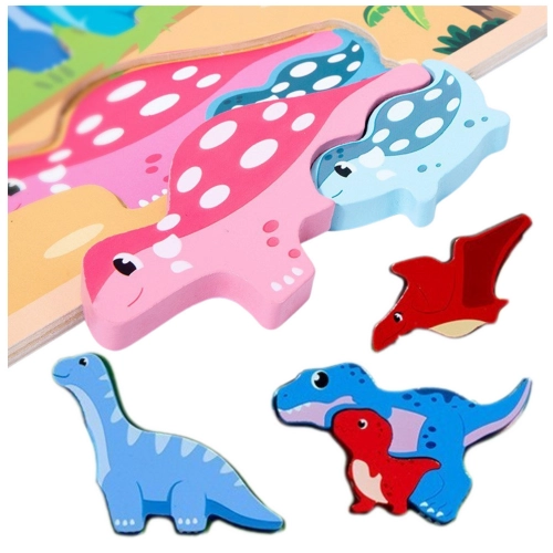 Puzzle Board 2in1 Wooden Educational Marker Dinosaurs 12pcs