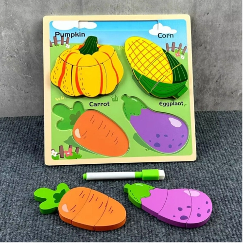 Puzzle Board 2in1 Wooden Educational Vegetables Marker