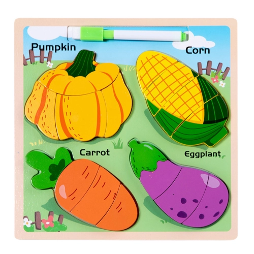 Puzzle Board 2in1 Wooden Educational Vegetables Marker
