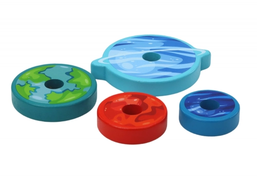 Pyramid Sorter Wooden Pyramid Puzzle Planets Space 10 pieces.