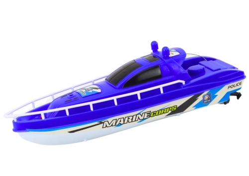 Remote Controlled Police Boat RC Blue Remote Control 27MHz