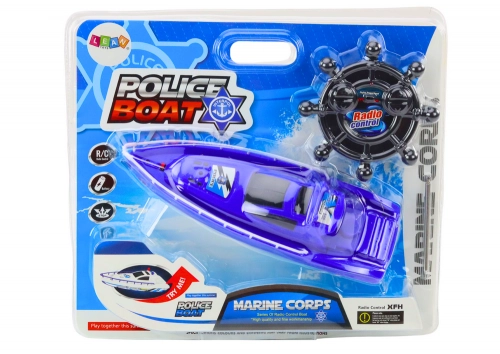 Remote Controlled Police Boat RC Blue Remote Control 27MHz