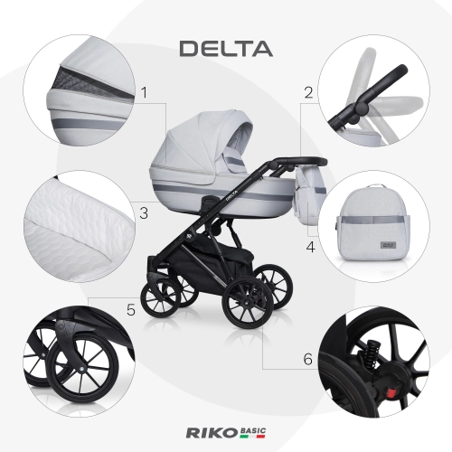 Riko Basic Delta 01 Grey Fox Bērnu rati 2in1