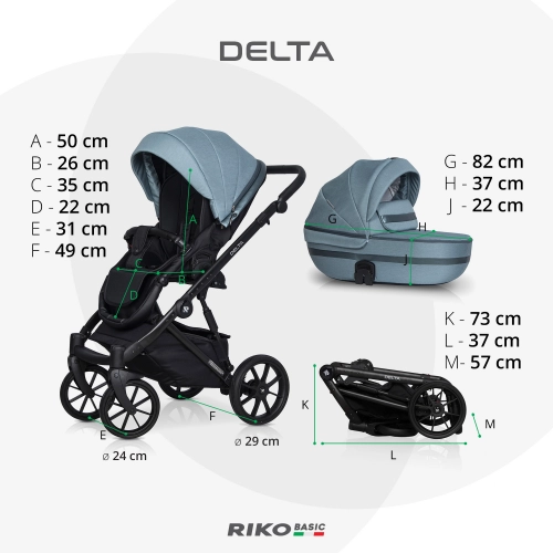 Riko Basic Delta 01 Grey Fox Bērnu rati 2in1