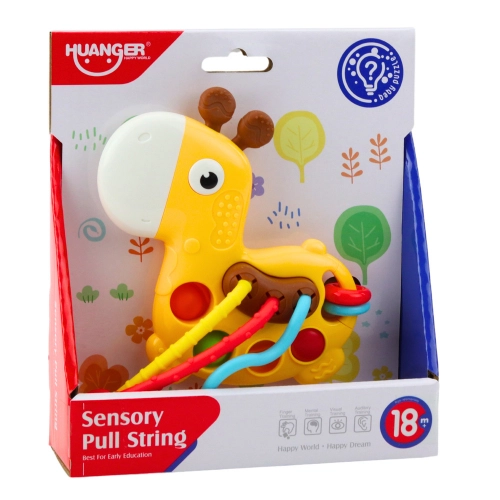 Sensory Toy Giraffe For Pulling Strings Yellow