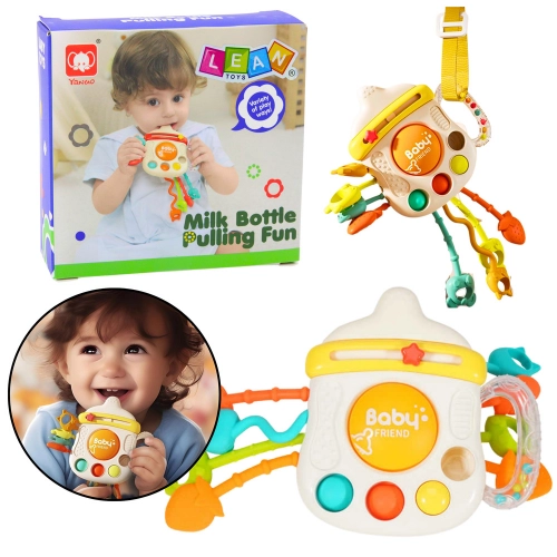 Sensory Toy Teether Rattle For Toddler Bottle 3in1