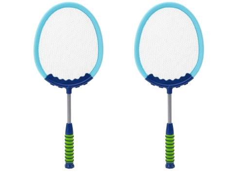 Set of 2 Badminton Rackets Blue Badminton Shuttlecocks