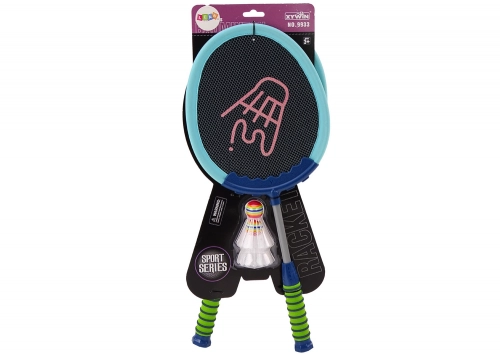 Set of 2 Badminton Rackets Blue Badminton Shuttlecocks