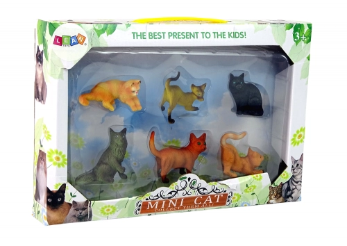Set of 6 Figures Domestic cats of various breeds