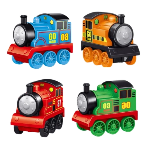 Set of locomotives with drive trains colorful 4pcs
