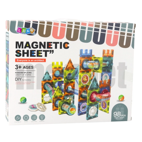 Set of Magnetic Construction Blocks Ball Track Colorful 98 pcs.