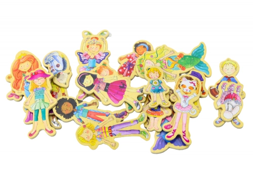 Set of Magnets Wooden Characters in Colorful Disguises, 20 pieces