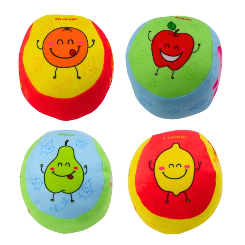 Set of Soft Balls for Toddlers Colorful Fruits 4pcs
