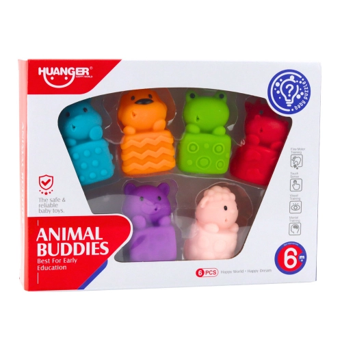 Set of Soft Rubber Blocks Colorful Animals 6 pcs.