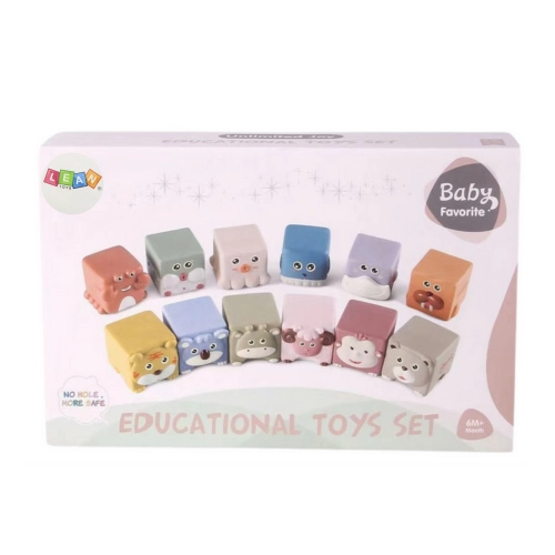 Set of Soft Sensory Educational Animals Blocks 12pcs