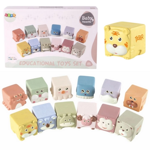 Set of Soft Sensory Educational Animals Blocks 12pcs