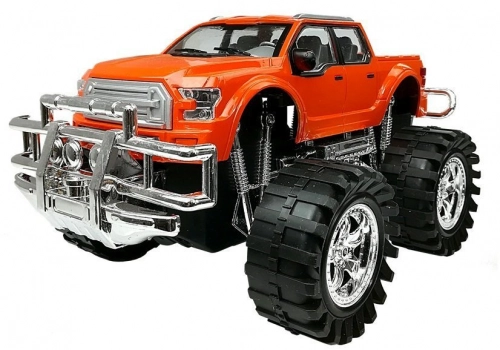 Set of Vehicles Orange Monster Truck Red BMW Caravan 58 cm
