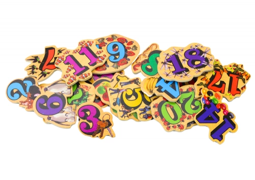 Set of Wooden Number Picture Magnets, 20 pieces