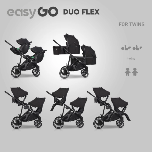 Siedzisko spacerówki do wózka dziecięcego EasyGo Duoflex Ebony Black